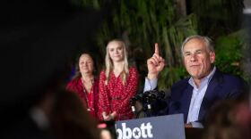  Gov. Greg Abbott at his watch party in McAllen on Nov. 8, 2022. 