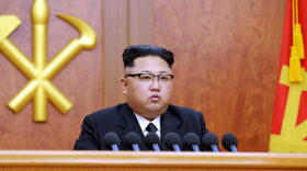 This picture released by North Korean news agency Korean Central News Agency (KCNA) on Jan. 1, 2017 shows North Korean leader Kim Jong-Un delivering the new year message in Pyongyang. (Stringer/AFP/Getty Images)