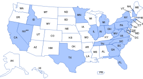 Map of Healthcare Facilities which received three lots of Methylprednisolone Acetate (PF) recalled from New England Compounding Center.