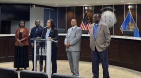 Rep. Aletia Timmons, D-OKC, speaks at press conference. 