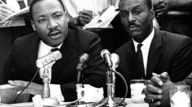 <p>Civil rights leaders Rev. Martin Luther King Jr., left, Rev. Fred Shuttlesworth, center, and Rev. Ralph Abernathy hold a news conference in Birmingham, Ala., in this May 8, 1963 file photo. Shuttlesworth, who was hailed by the Rev. Martin Luther King Jr. for his courage and energy, died Wednesday, Oct. 5.</p>