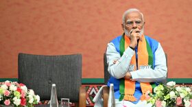 India's Prime Minister Narendra Modi attends the release of the Bharatiya Janata Party's (BJP) manifesto ahead of country's upcoming general elections, at the party headquarters in New Delhi.
