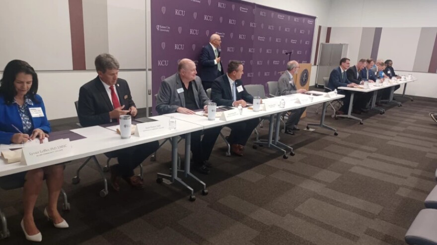Representatives of organizations involved in the Kansas City University Rural Health Scholars Program sign an agreement in Joplin, Mo. on July 22, 2025.