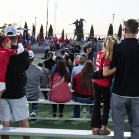 Members of the soccer community attend a vigil on Wednesday evening for the victims of a deadly crash at the Stryker Sports Complex in Wichita.