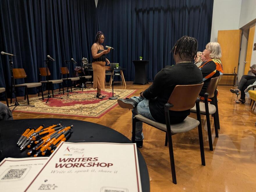 Danyla performing at WNIJ's Poetically Yours Workshop