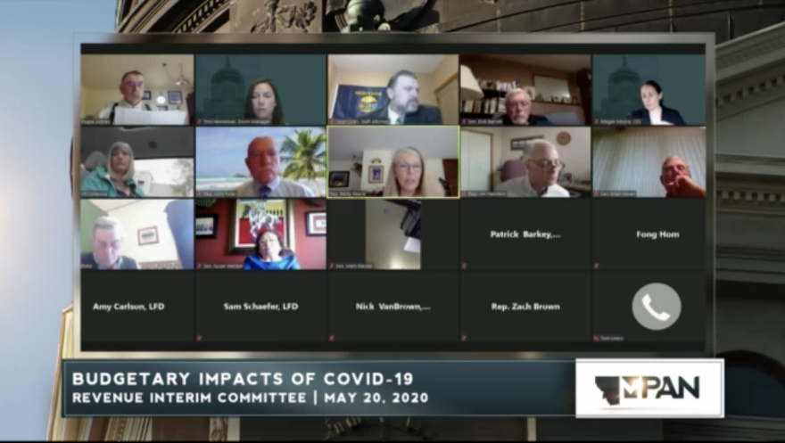 Montana Legislators meeting during a live-web conferenece to discuss state finances on May 20, 2020