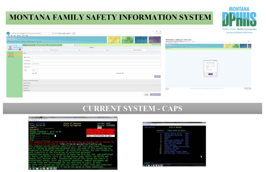 The promised update to the foster care casework system is show on top, the current system is on bottom.