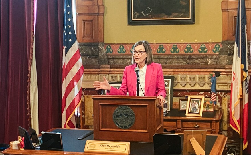 Gov. Kim Reynolds says her use of state patrol airplanes for some official travel is “the right thing to do.”