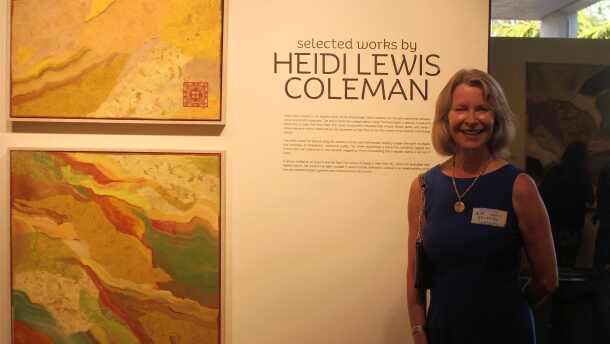 Abstract artist Heidi Lewis Coleman at opening of 'Dreamscapes' exhibition at Alliance for the Arts.