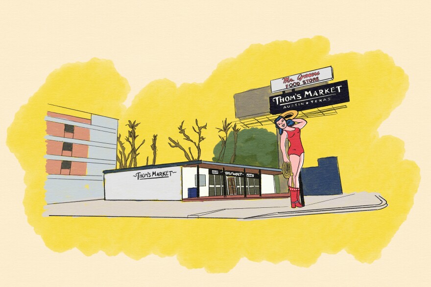 An drawing of the outside of a business 