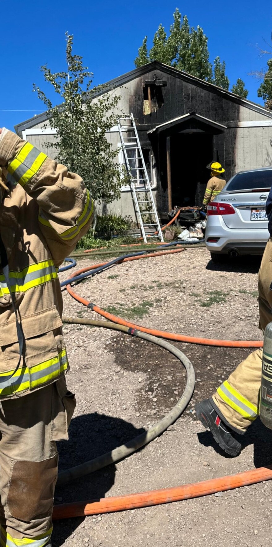 The blaze most damaged the front of a duplex, where investigators believe the fire may have begun.