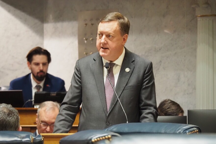 Sen. Eric Koch, R-Bedford, is the House priority bill’s Senate sponsor. He walked through the utility provisions on the Senate floor on Tuesday, Feb. 17, 2026.
