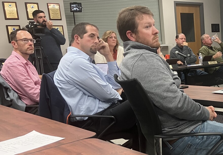 City of Washington department heads (from left) Jon Oliphant, Dennis Carr and Brian Rittenhouse listen to a speaker during a 2023 City Council meeting.