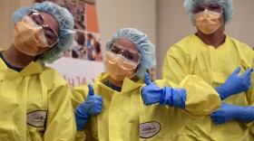 Campers couldn't miss out on the chance to pose for some pics in their personal protective equipment (PPE).