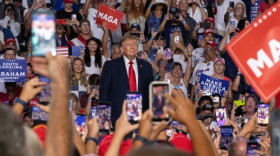 President Donald Trump speaks at a rally in Myrtle Beach, South Carolina, on Aug. 21, 2026.