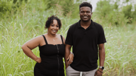 T'erra and Cleveland Chatmon outside their home in Bonner Springs, Kansas.