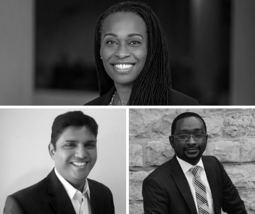 Clockwise from top: Nisha Botchwey, Ph.D.; Emmanuel Frimpong Boamah, Ph.D.; Sagar Shah, Ph.D.