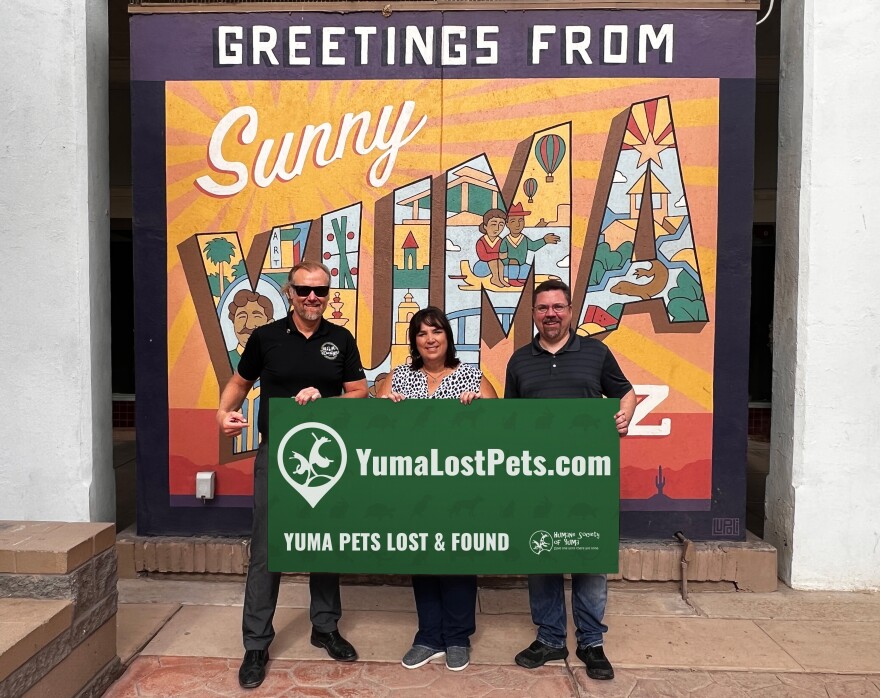 left to right Matt Molenar, President MGM Design; Annette Lagunas, Executive Director for the Humane Society of Yuma and Jason Hitesman, Lead Developer MGM Design