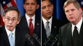 <strong>Cross Purposes?</strong> Pollan sees a potential rift between two of Obama's Cabinet choices: Steven Chu for energy (left) and Tom Vilsack for agriculture.