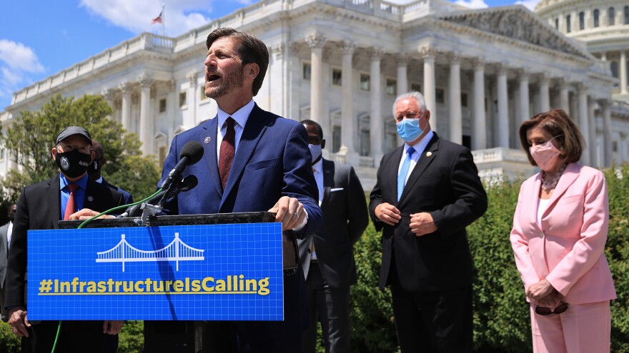 Rep. Greg Stanton (D-AZ) speaks during a news conference about infrastructure outside the U.S. Capitol on May 12, 2021 in Washington, D.C.