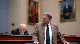 Rep. Andrew Clyde, R-Ga., center, at the Capitol in Washington, Thursday, July 16, 2026. (AP Photo/J. Scott Applewhite)