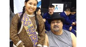 Big Bob Aiken and Miss WEIO 2014 Chanda Simon. Photo: Miss World Indian Olympics Facebook page.