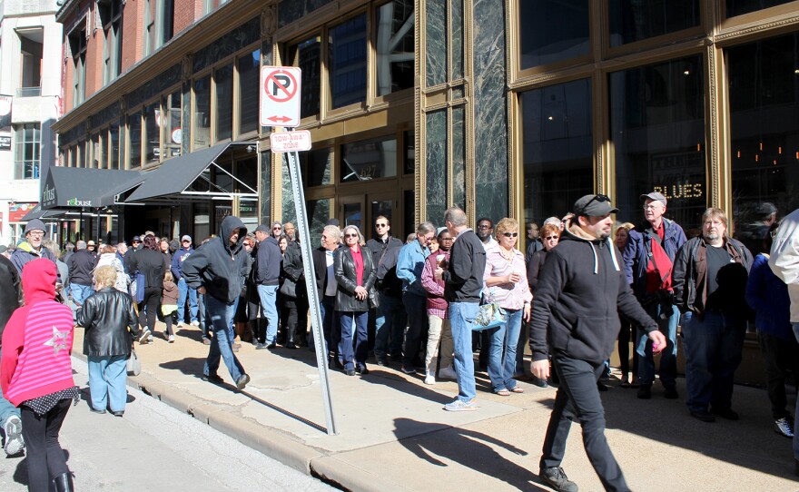 The line to enter the National Blues Museum spread down the block on April 2, 2016 before the grand opening.