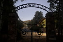 The Glenwood Cemetery gate is seen at dusk Aug. 18, 2025.