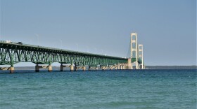 The twin pipelines of Enbridge Energy's Line 5 sits on the bottom of the Straits of Mackinac near the Mackinac Bridge.