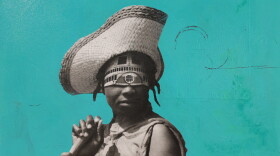 A mixed media collage by Antoine Williams is on display at the Greenville Museum of Art.