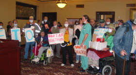 Medicaid recipients protest proposed cuts in Governor's office