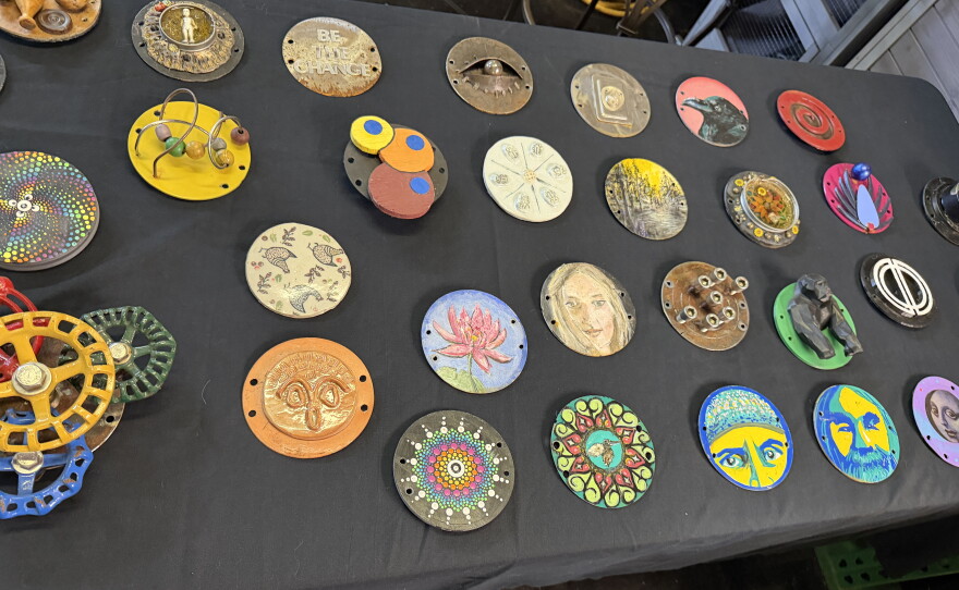 Several of the different parking meter artworks that will be shown at The Oblivion Gallery, pictured on Sept. 28, 2026.