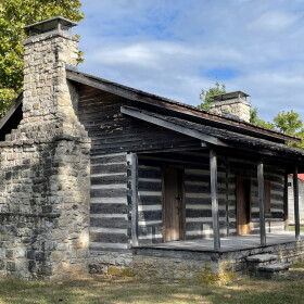 The Casey Cabin in Heritage Park in Potosi, Missouri. Supposed to have been built by Samuel Silvers. Andrew Casey purchased the land and cabin and handed it down through several generations of Caseys. The family donated the cabin to the Mine au Breton Historical Society, which moved and restored it in 2017. Photo by Bill Eddleman.