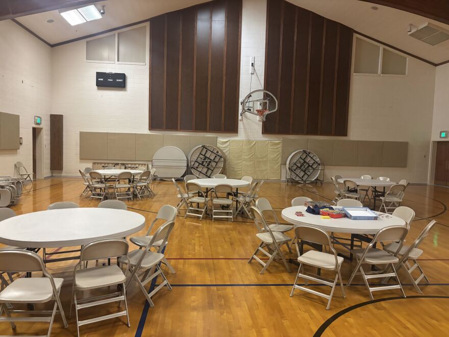 The Coalville Red Cross Shelter pictured Aug. 11. One table featured board games.