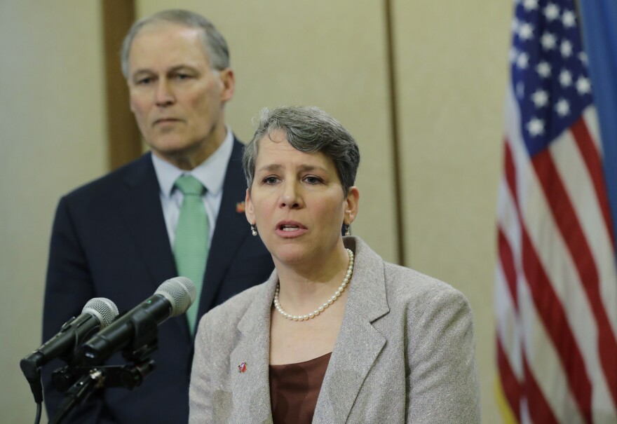 Suzi LeVine, right, the state's Employment Security Department Commissioner