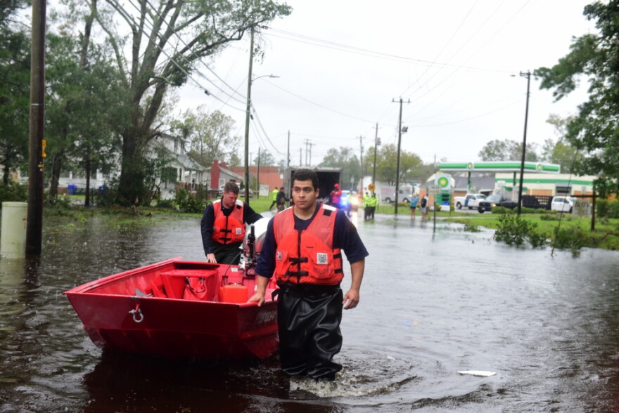 The U.S. Coast Guard working in the aftermath of Hurricane Florence in Newport, North Carolina.
