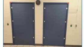 A former seclusion area is seen earlier this year within Windsor Woods Elementary School after doors were replaced with plywood because Virginia Beach ended the use of dedicated seclusion rooms. The image was part of a document describing plans to redesign the area that were provided by the city schools in response to a records request.