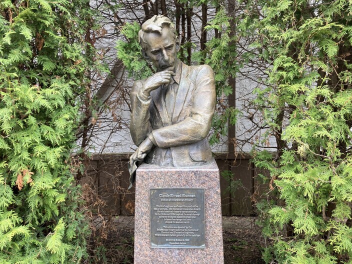 In 2000, the University of Michigan built a statue of Claude Shannon in downtown Gaylord. Shannon was a famous mathematician and Gaylord native who helped create the digital age.