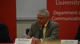 Bradley President Gary Roberts at Tuesday's Charley Steiner Sports Symposium