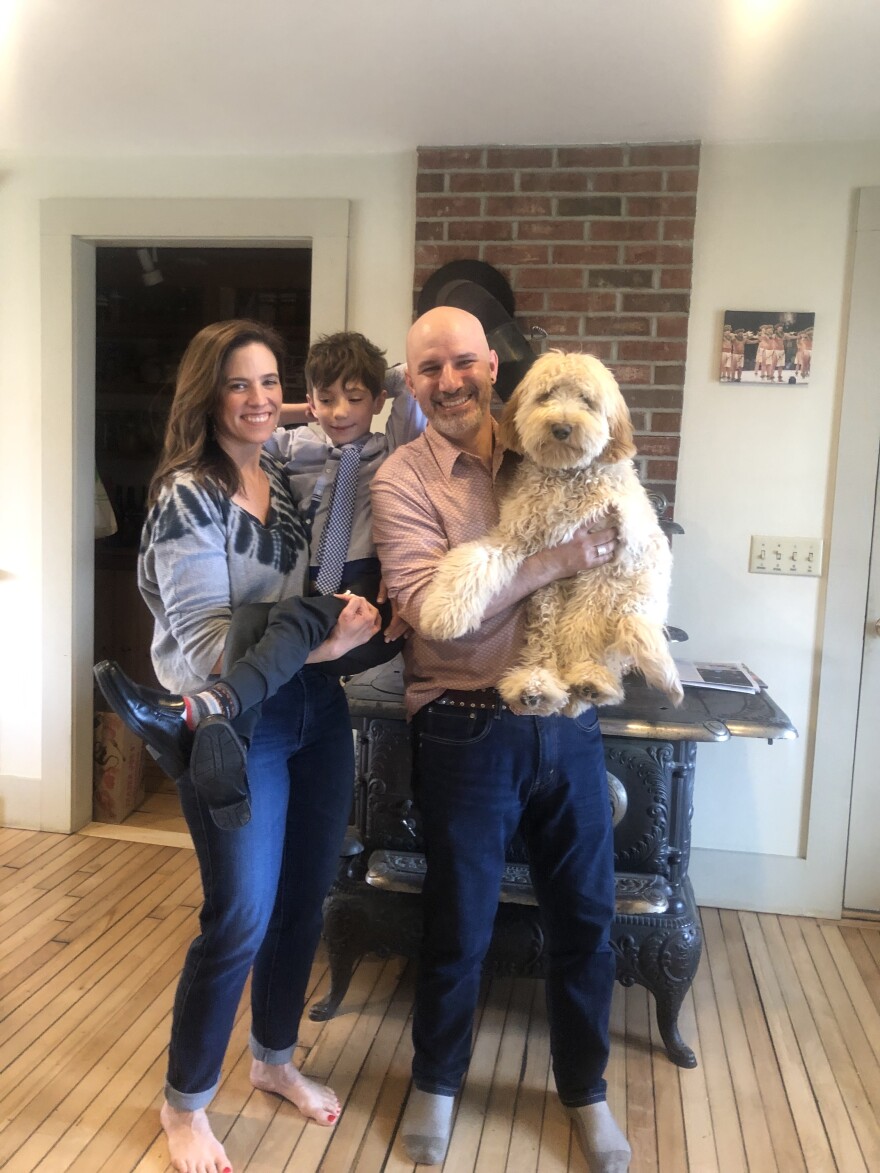 The Meacham family (from L-R: Heather, Dylan and Jonah) moved to Woodbury, VT from Oakland, CA to escape the wildfires and have an overall better quality of life.