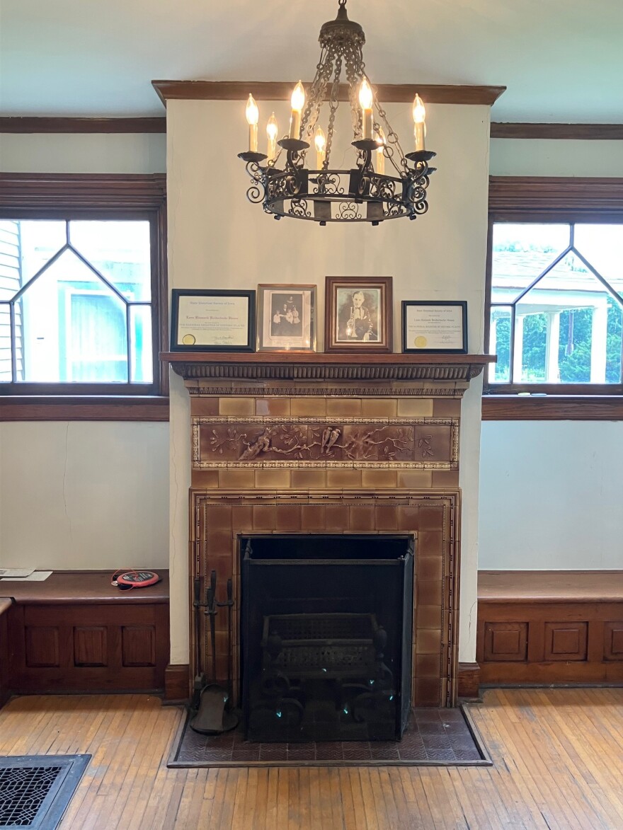 The original fireplace in the 1895 late-Victorian home.