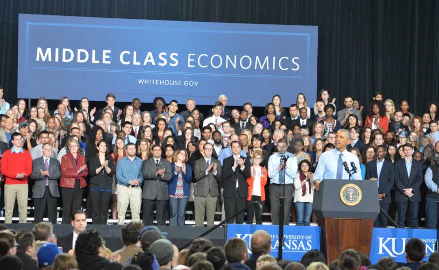 Obama talks about middle class economics. (Photo by Sheri Hamilton/KPR)