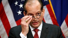 Labor Secretary Alex Acosta speaks during news conference at the Department of Labor, Wednesday, July 10, 2019, in Washington.  (Alex Brandon/AP Photo)