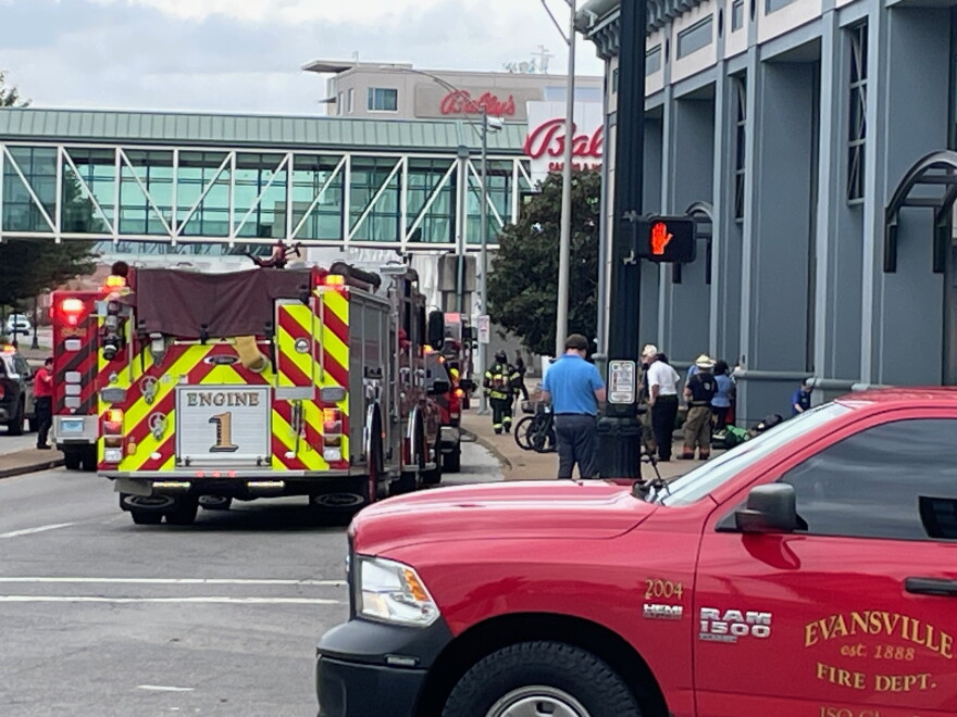 First responders on the scene of a chemical leak at the Bally's Hotel on Riverside Drive in Evansville, Oct. 15, 2026