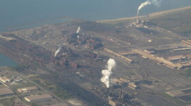 An aerial of the Burns Harbor area, where many of Indiana's big industrial companies are located, 2014.
