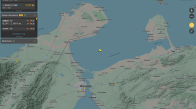 Map data from the private Swedish flight-tracking site FlightRadar 24 show two U.S. fighter jets