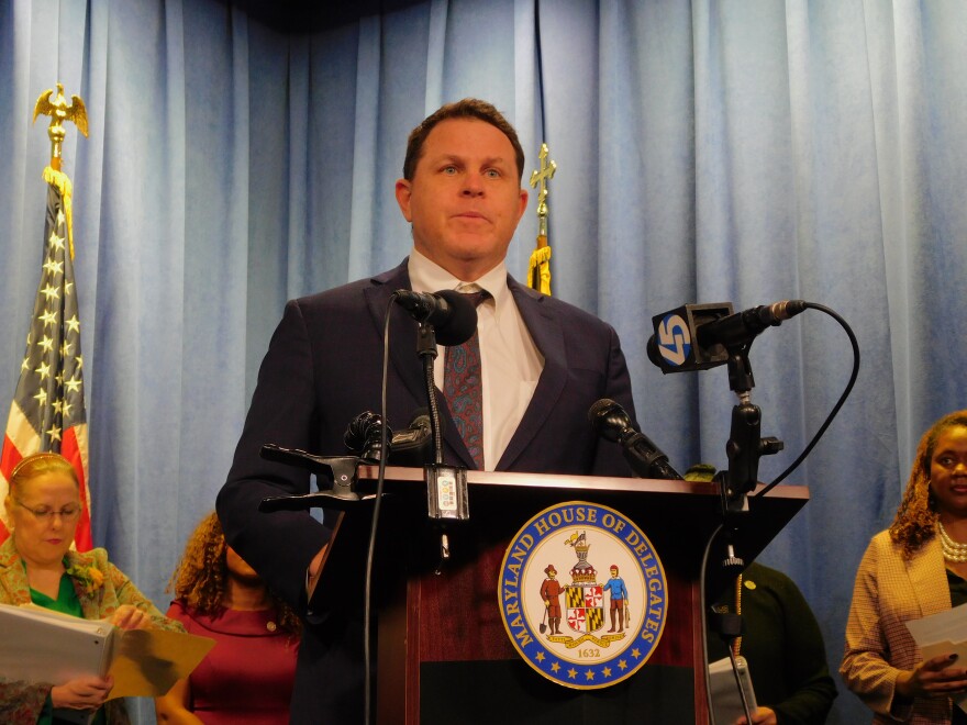 House Appropriations Chair Ben Barnes speaks at a House leadership press conference on Tuesday, Feb. 24, 2026 in the Lowe House Building in Annapolis, Md.