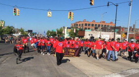 UAW members march in the Detroit Labor Day parade.