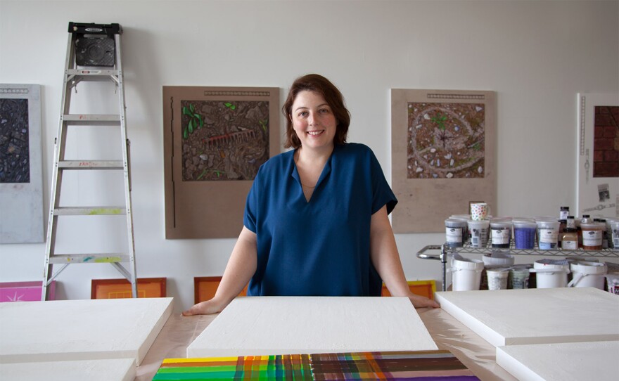 Artist Josephine Halvorson stands in her studio.