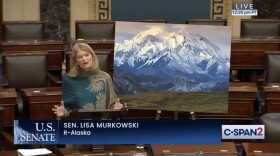 Sen. Lisa Murkowski on the Senate floor Feb. 13, 2025.